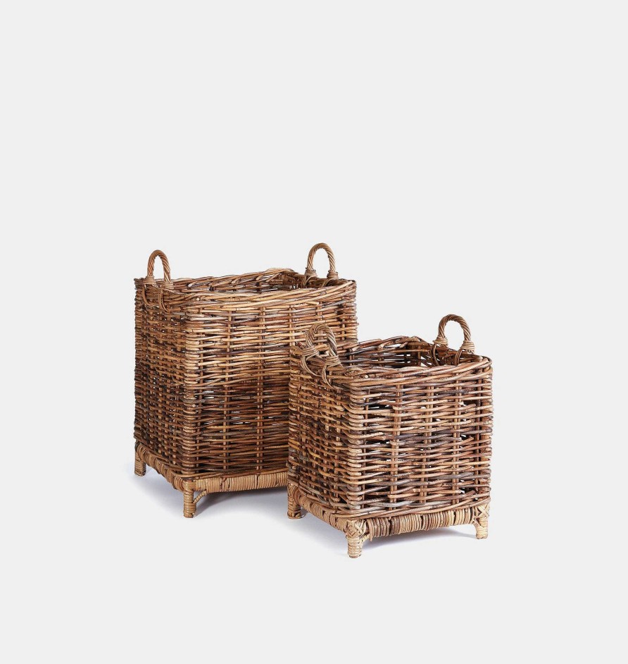 New Napa Home & Garden Footed Rattan Basket S/2