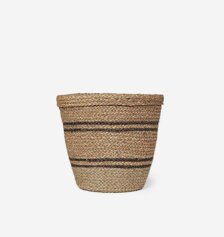 Online Shoppe Amber Interiors Hand-Woven Striped Seagrass Basket