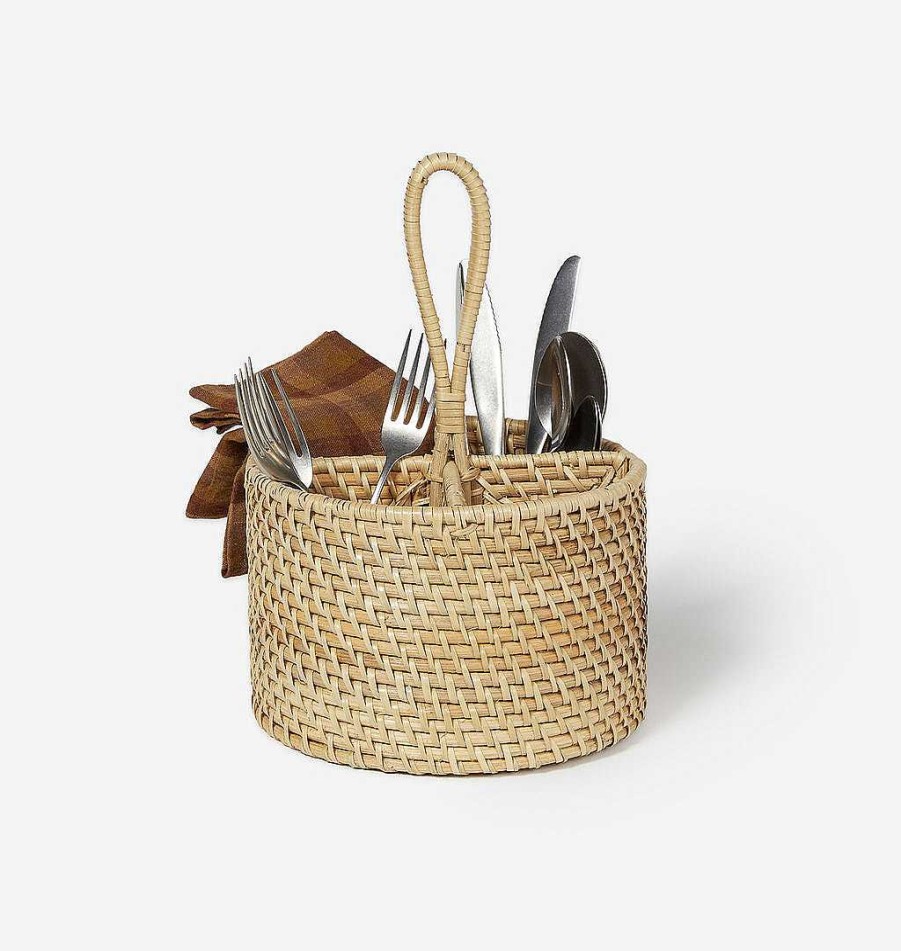 Best Shoppe Amber Interiors Woven Rattan Utensil Holder