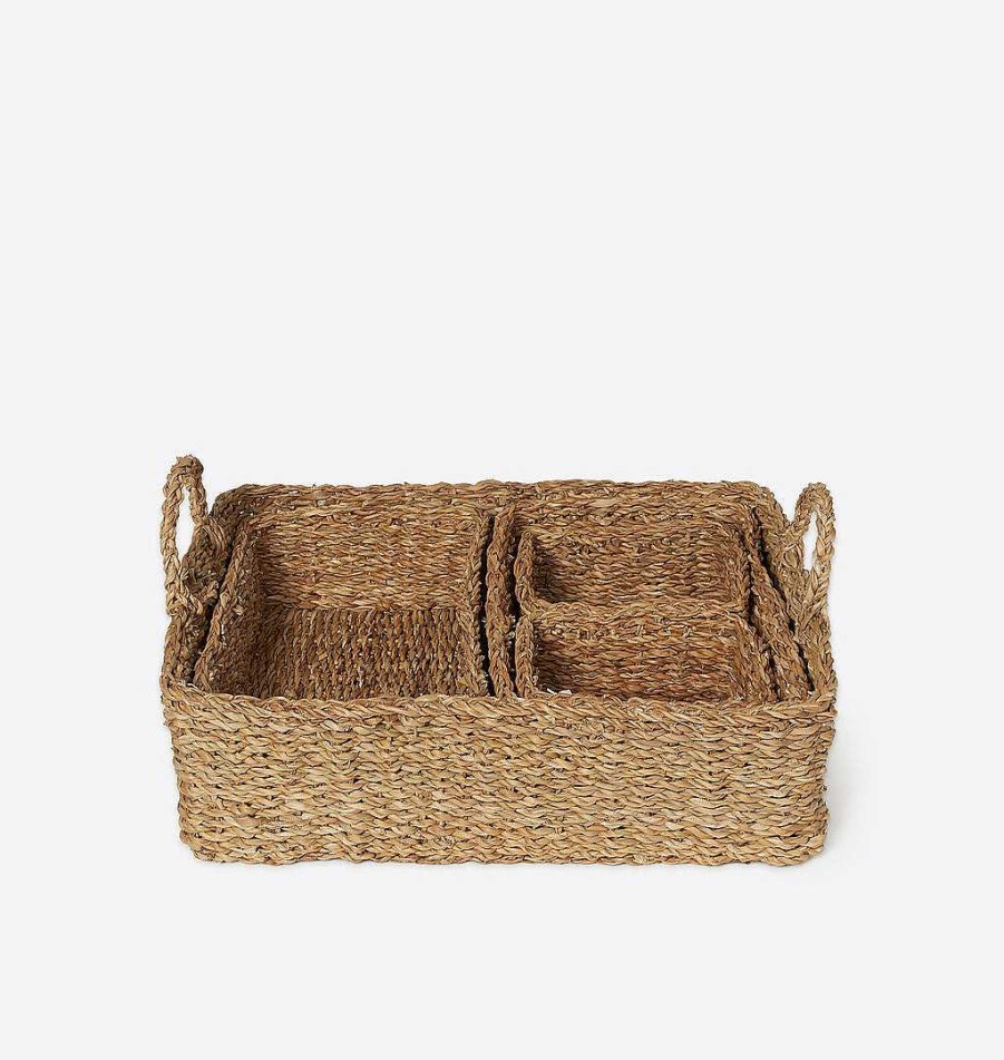 New Shoppe Amber Interiors Ava Nested Seagrass Baskets S/5