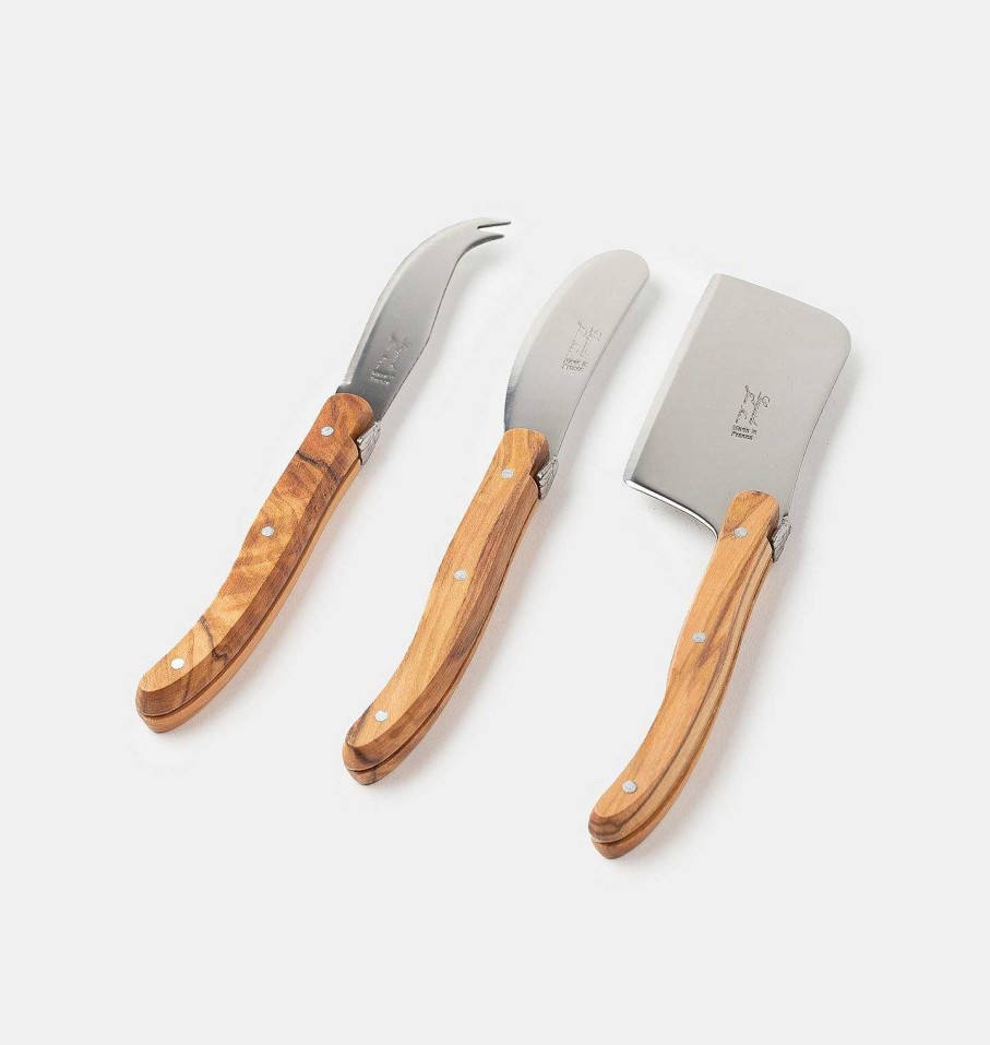 Hot Shoppe Amber Interiors Mini Olivewood Cheese Knife Set S/3