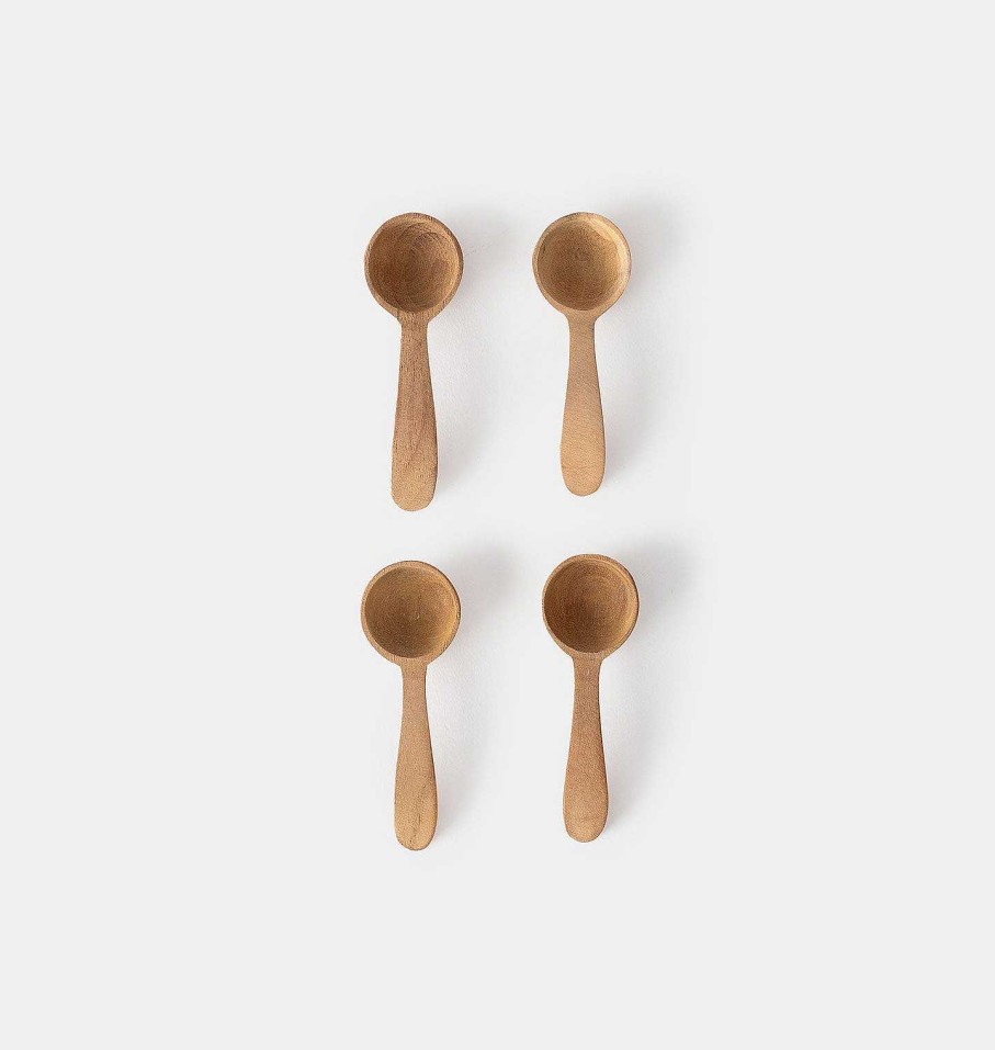 Hot Shoppe Amber Interiors Teak Salt Spoons S/4