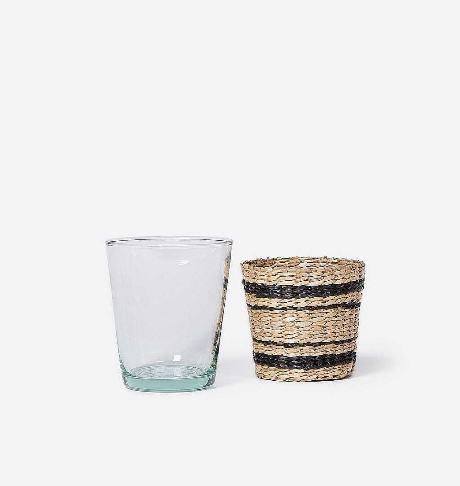 New Kiss That Frog Striped Seagrass Glassware