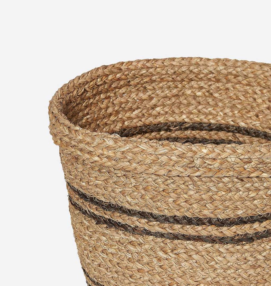 New Shoppe Amber Interiors Hand-Woven Striped Seagrass Basket