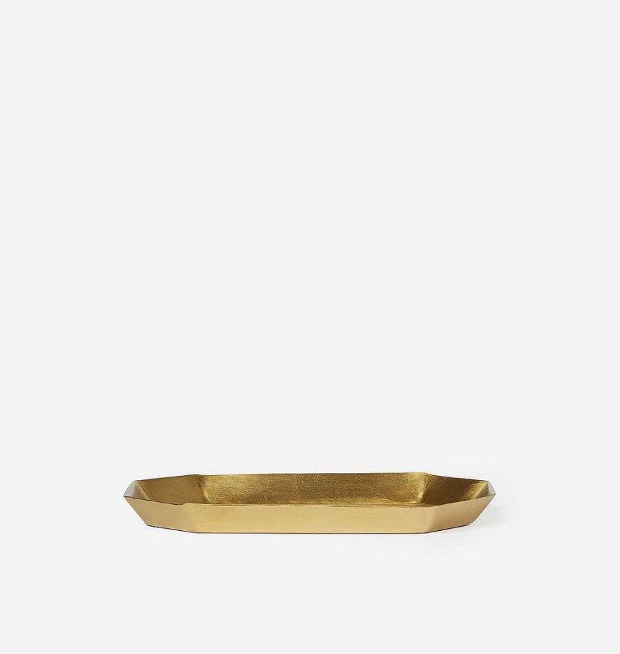 Clearance Fog Linen Brass Octagonal Tray