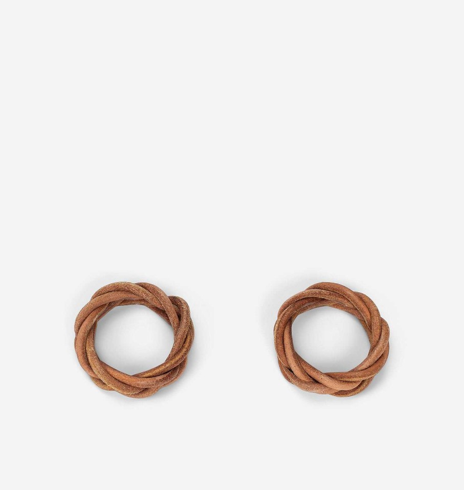 Online Bartleby Objects Braided Leather Napkin Ring S/2