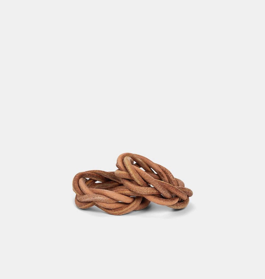 Online Bartleby Objects Braided Leather Napkin Ring S/2