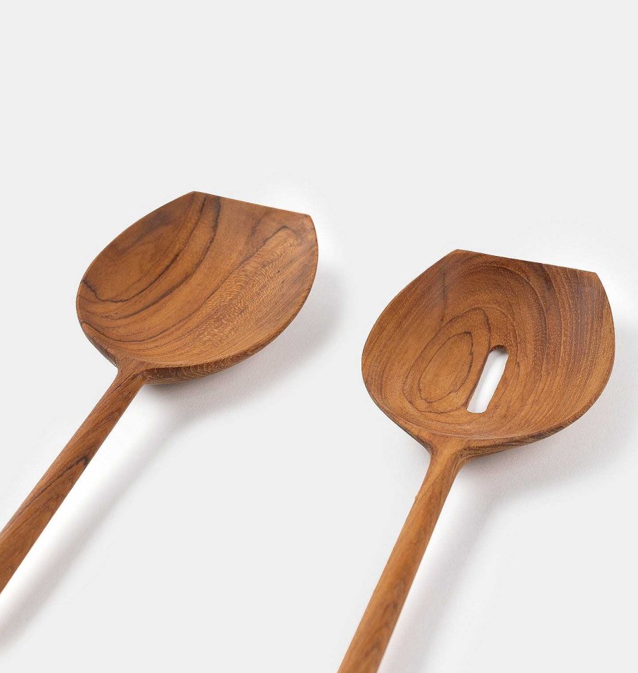 Clearance Shoppe Amber Interiors Teak Salad Servers S/2