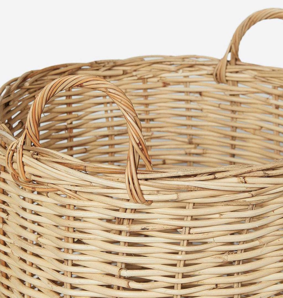 New Shoppe Amber Interiors Hand-Woven Rattan Basket W/ Handles