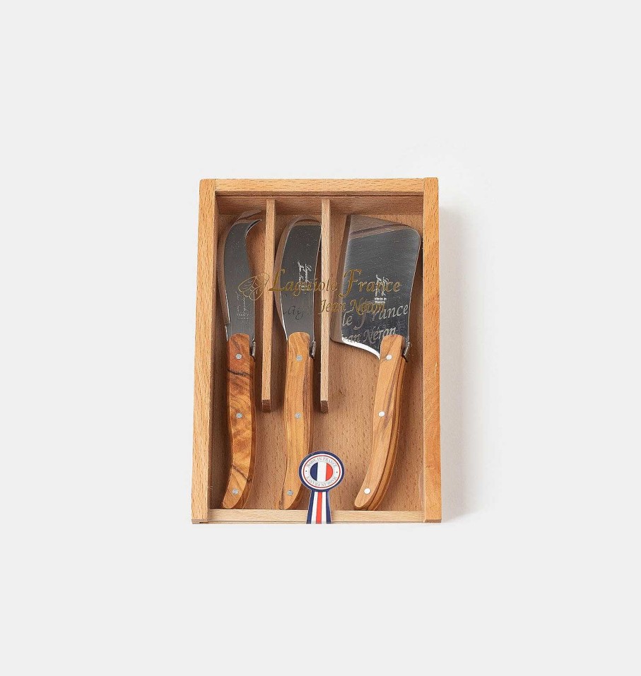 Hot Shoppe Amber Interiors Mini Olivewood Cheese Knife Set S/3