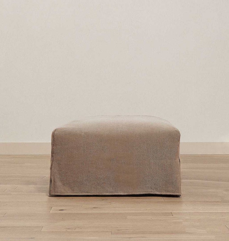 Online The Rowe Borgos Slipcovered Ottoman Mushroom