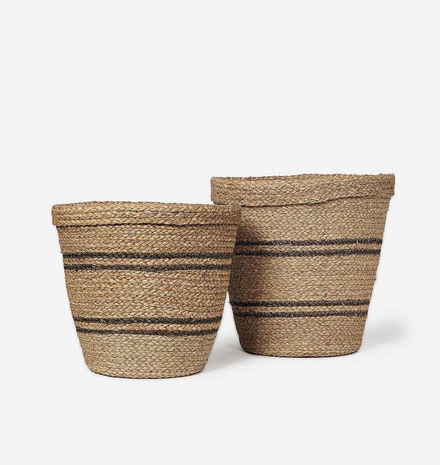 Online Shoppe Amber Interiors Hand-Woven Striped Seagrass Basket