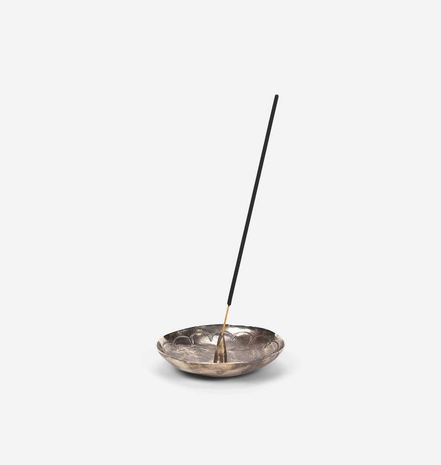 Hot J. Alexander Rustic Silver Round Stamped Incense Holder