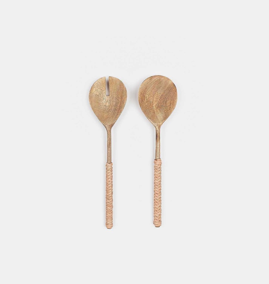 New Shoppe Amber Interiors Burke Salad Servers Natural