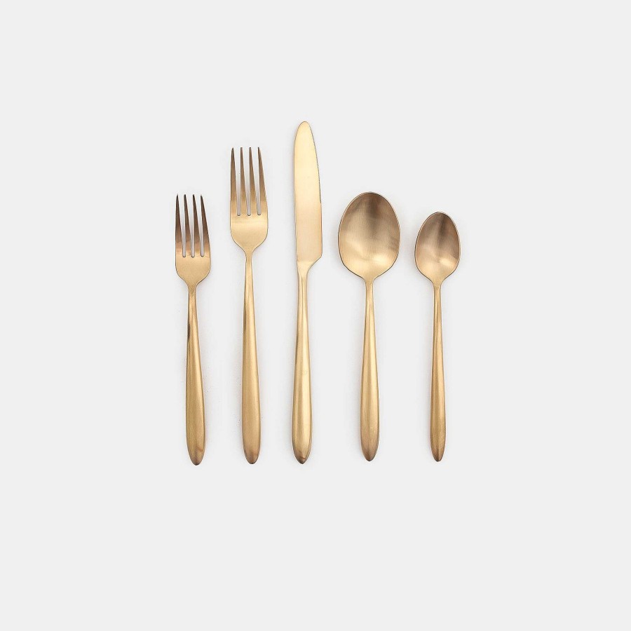 Hot Shoppe Amber Interiors Velo Flatware Gold Brush